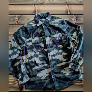Company Eighty One Men's Camouflage Fleece Shirt Button-Up Long Sleeve Large